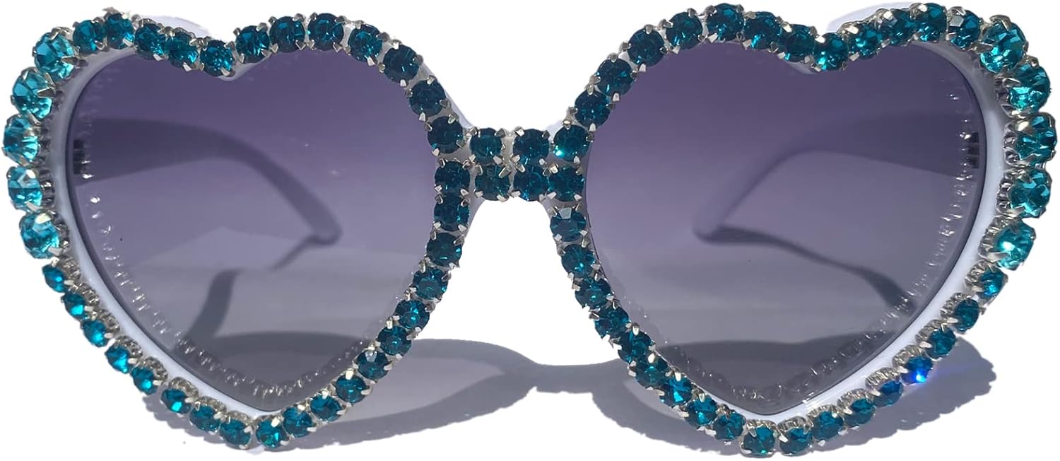 

Солнцезащитные очки для женщин с сердечками, стразами, поляризованные, с бриллиантами и кристаллами, дизайнерские, блестящие, для вечеринок, с защитой от ультрафиолета UV400 mincl, White