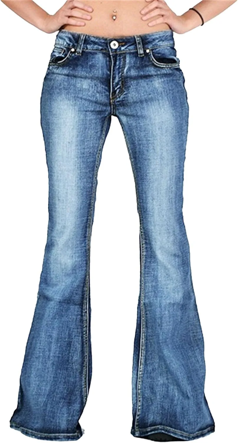 

Джинсы Western для женщин Flare Mid Waist Bell Stretch Maiyifu-GJ