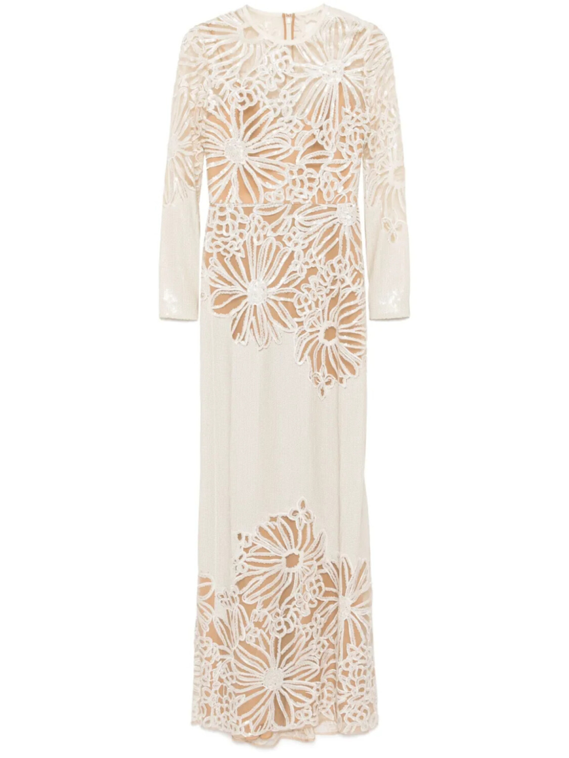 

Elie Saab длинное платье с вышивкой, нейтральный