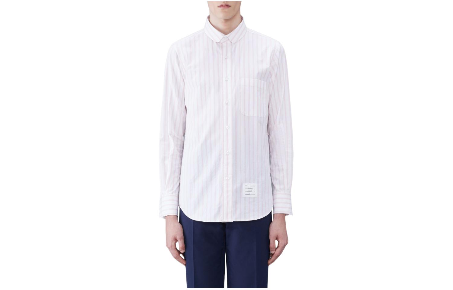 

Полосатая длинная рубашка из хлопка THOM BROWNE, светло-розовый