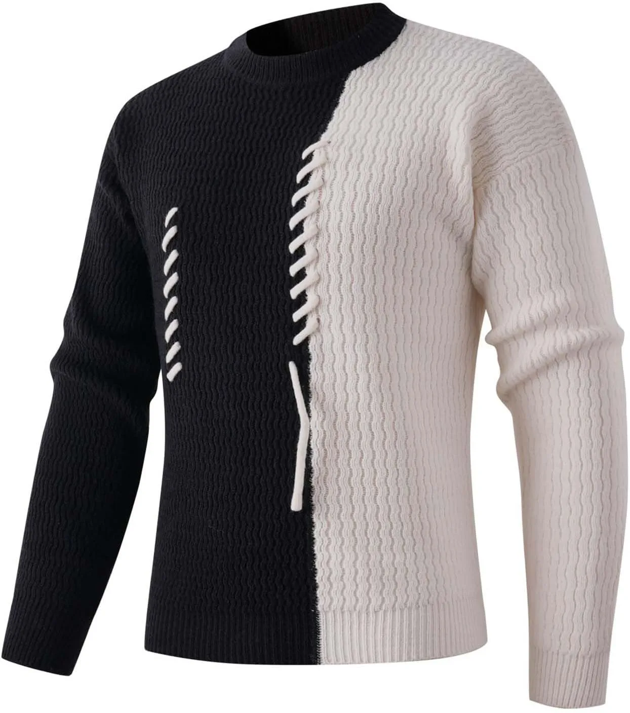 

Мужской свитер с цветными блоками и контрастными вставками