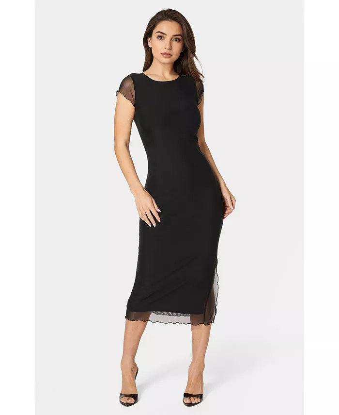 

Женское платье-футболка Powermesh Maxi Bebe, черный