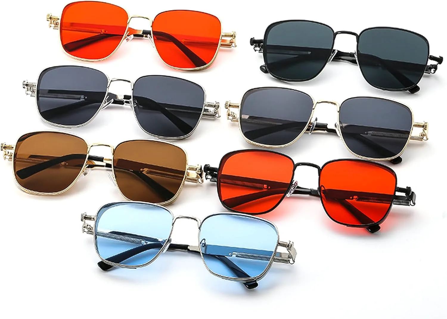 

Мужские солнцезащитные очки в стиле ретро-панк с металлическими пружинами, выполненными в индивидуальном стиле; модные женские солнцезащитные очки mincl, Black Red