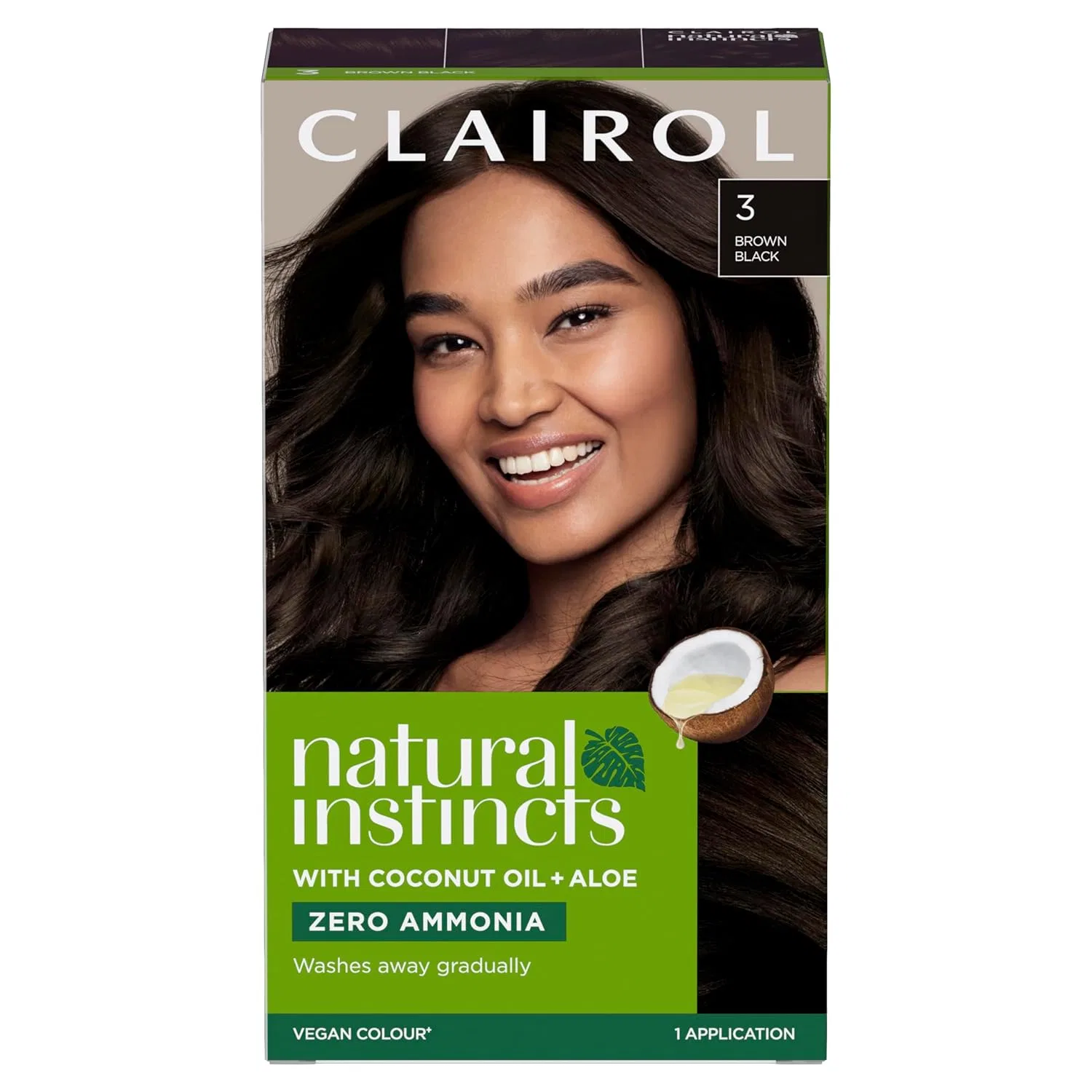 Полуперманентная краска для волос Clairol Natural Instincts без аммиака, 3 Темно-коричневый Clairol, 3 X Brown, Black