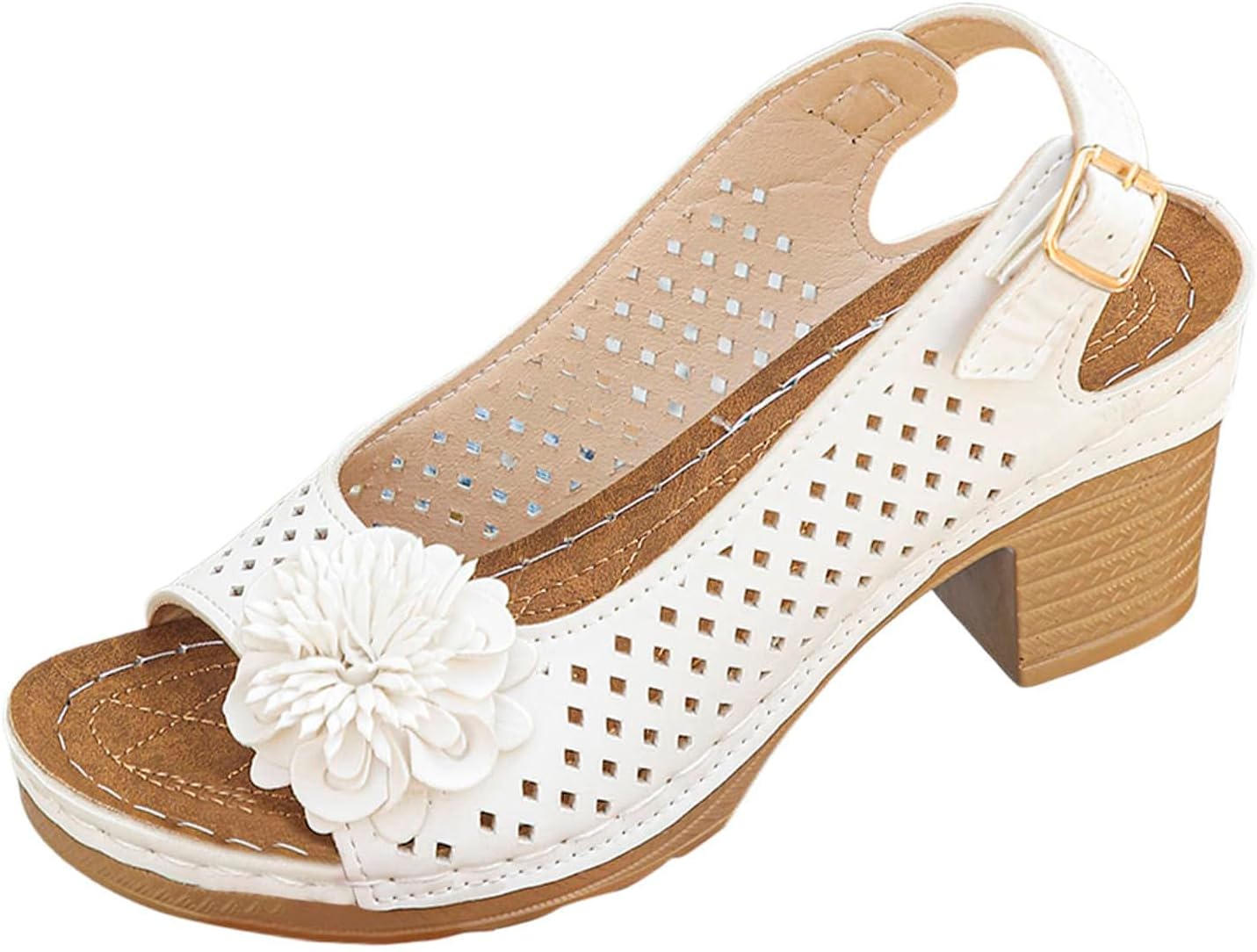 

Женские сандалии на клине ZWRXW Sandaly с полостью на носок Peep Toe Plumlow Slingback Slingback Сандалии с клином Bohemian Chic Flowers Нарядные летние сандалии с открытым носком и ремешками, белый