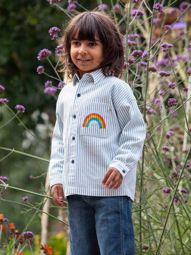 Детская рубашка в полоску из органического хлопка lerryn Frugi, синий — фото 2
