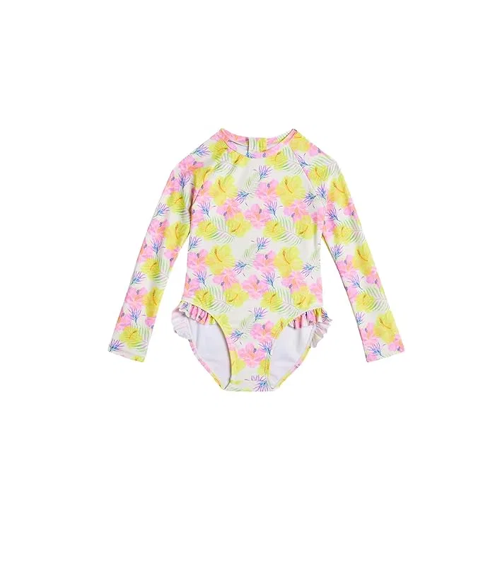 Купальник слитный с оборкой Aloha Vacay Recycled Leg Frill Surf Suit Snapper Rock Kids, Multi