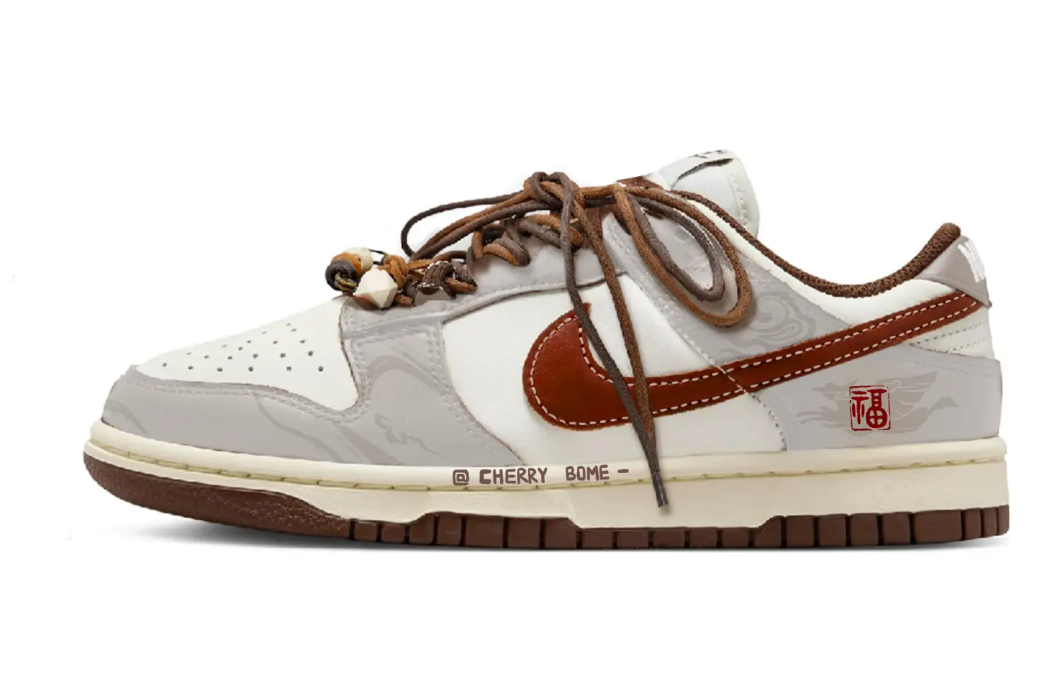 

Nike Кроссовки для скейтбординга Dunk Cherry Bomb, Full Of Blessing, износостойкие, низкие, унисекс, серый с красными элементами