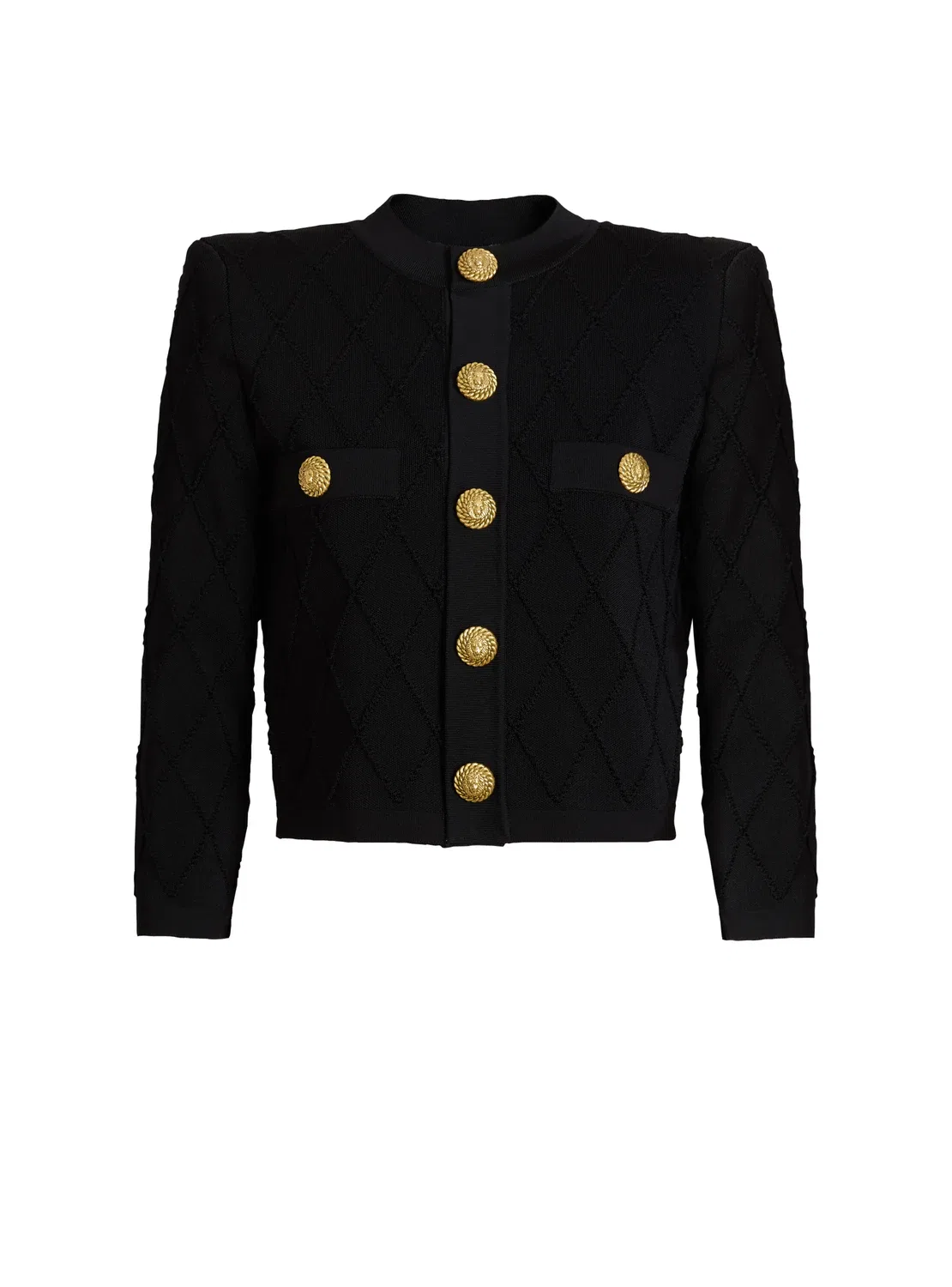 Укороченный вязаный кардиган Balmain, черный