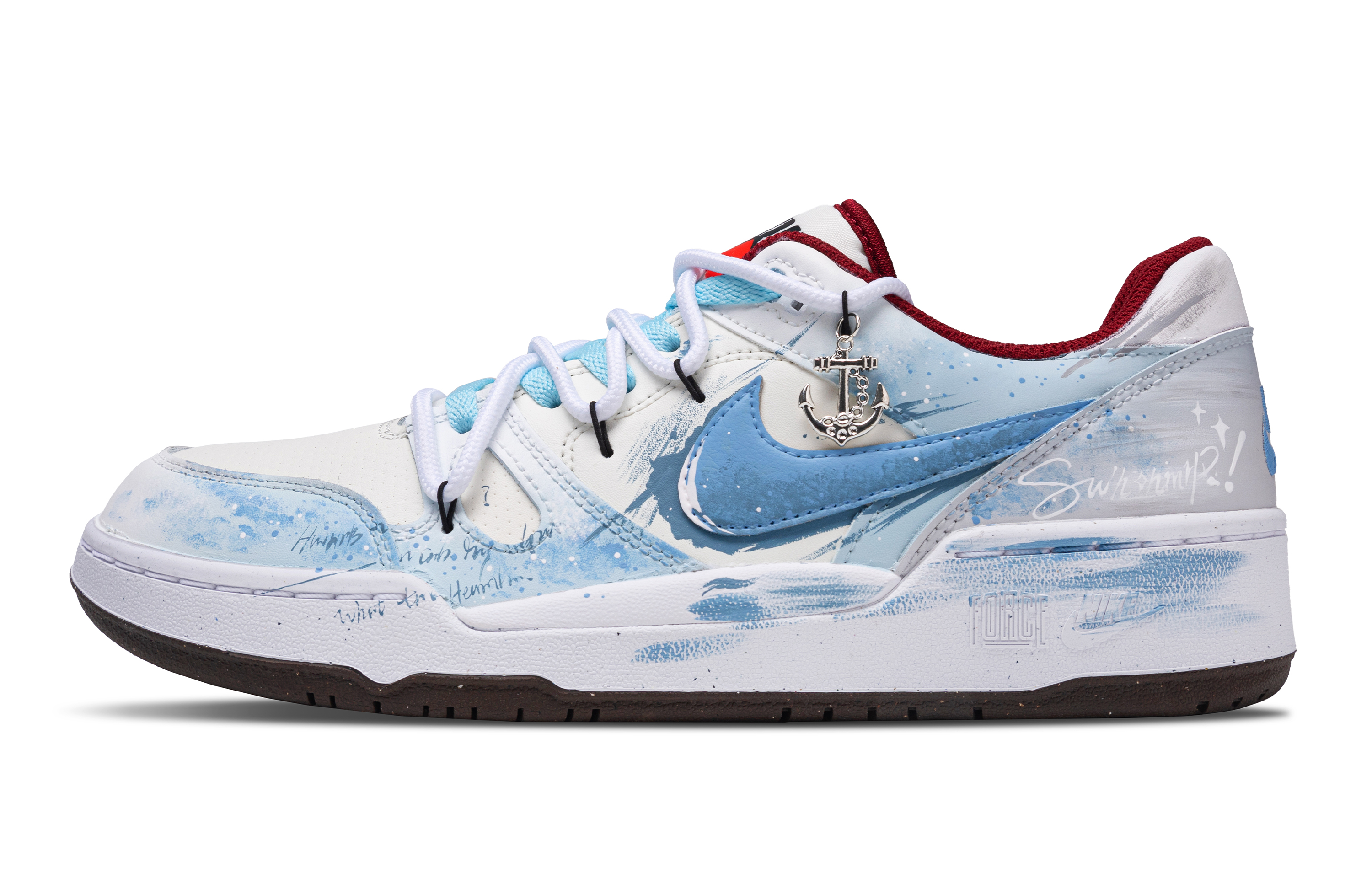 

Nike Кроссовки для скейтбординга Full Force Tide Star Rudders, износостойкие, низкие, мужские, белые, синие