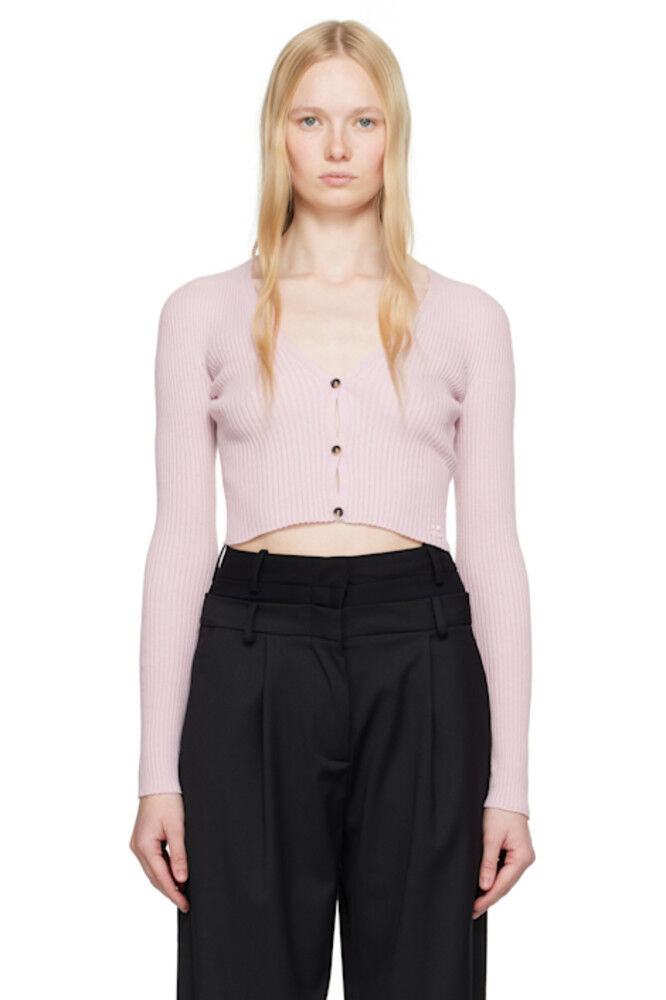 

Розовый солнечный легкий кардиган в рубчик Courrèges