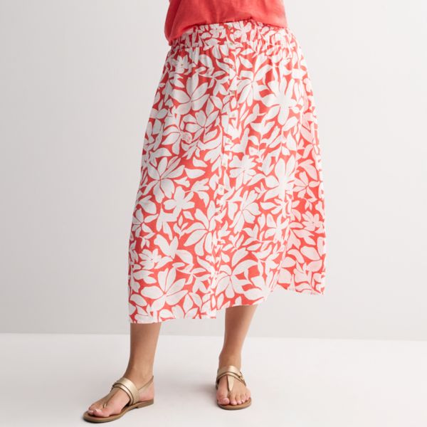 

Юбка миди больших размеров с пуговицами спереди Sonoma Goods For Life, цвет coral painted floral