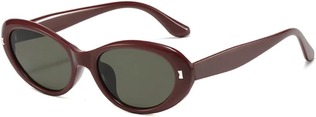 

Солнцезащитные очки с защитой от УФ-излучения UV400 | Овальные, в стиле панк, конфетного цвета, с заклепками | для женщин и мужчин, для занятий спортом на открытом воздухе и вождения DSVIGF, Winered-gray