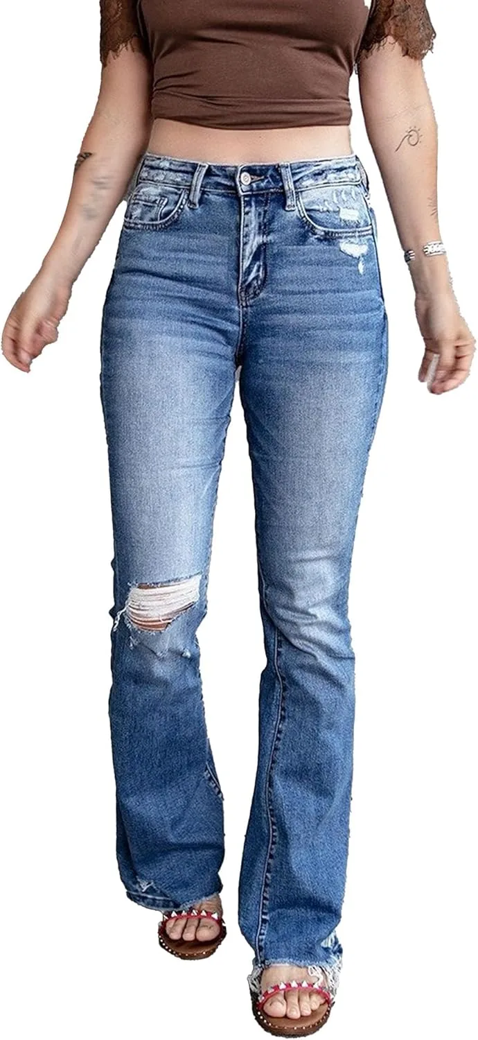 Джинсы Mid Rise Bell Bottom для женщин с эффектом Tummy Control