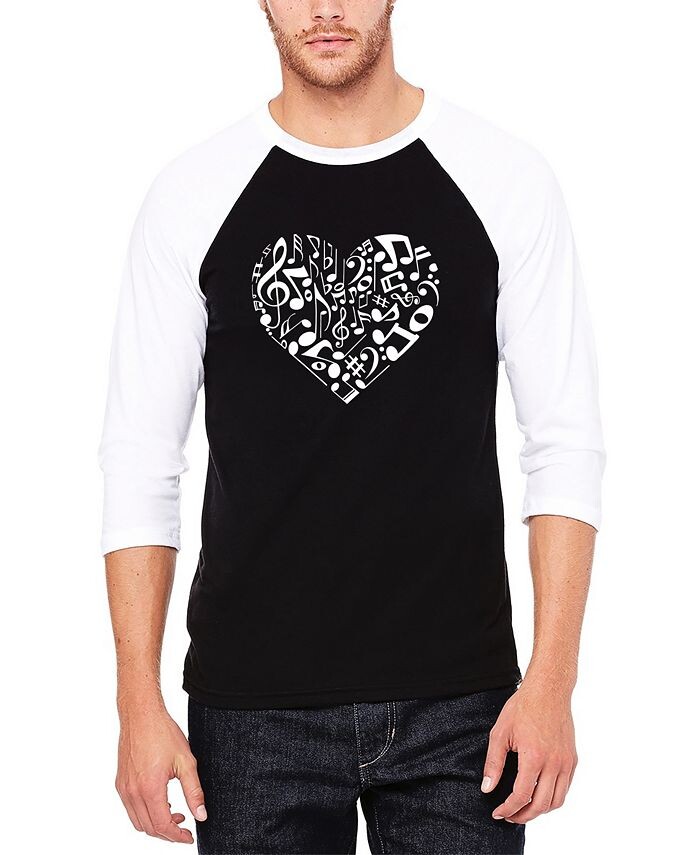 

Мужская бейсбольная футболка реглан Word Art Heart Notes LA Pop Art, цвет Black and White