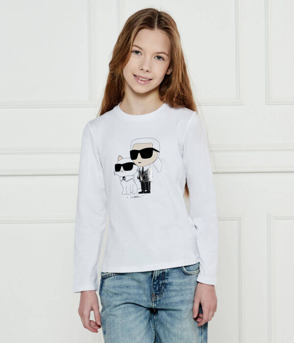 

Лонгслив детский Karl Lagerfeld Kids с фирменным принтом, белый