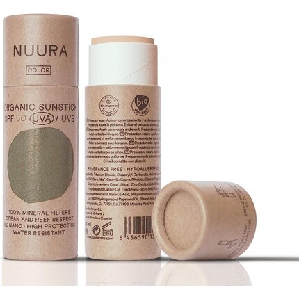 

Nuura Tinted Mineral Sunscreen Spf 50 Цинковый стик для лица 18 мл, Nuura. One Body, One Planet