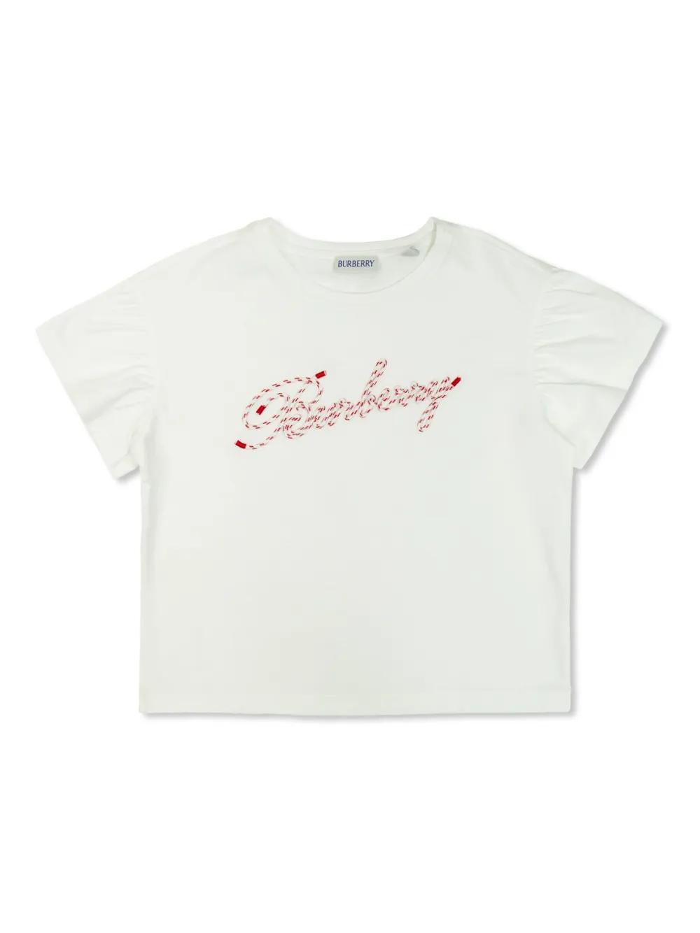 

Футболка с вышитым логотипом BURBERRY KIDS, белый