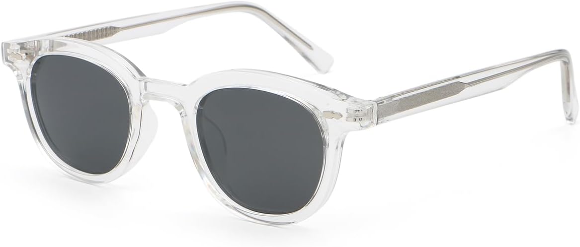 

Солнцезащитные очки с ацетатными дужками, ретро-поляризованные, для женщин и мужчин, защита от УФ-излучения UV400, маленькие квадратные, унисекс weiyuchen, Clear With Grey