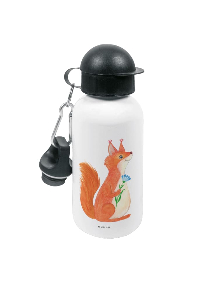 

Mr. & Mrs. Panda Бутылка для воды с изображением белки и цветка, без надписи, белого цвета