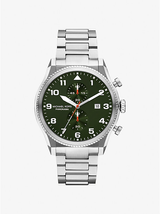 

Большие панорамные часы серебристого цвета Michael Kors, серебряный