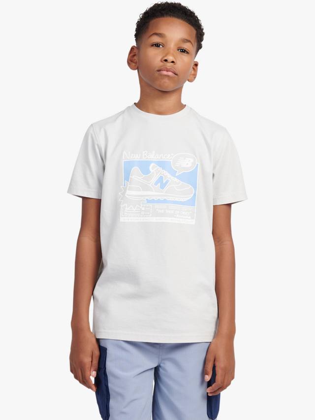 

Детская футболка с принтом кроссовок из хлопка New Balance, Grey Matter