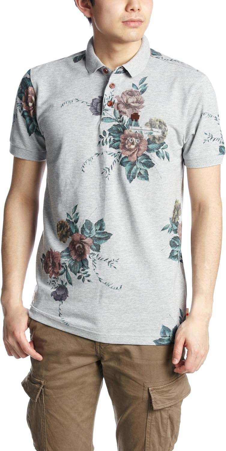 

Классическая поло-рубашка Marshall Artist с цветочным принтом, серый