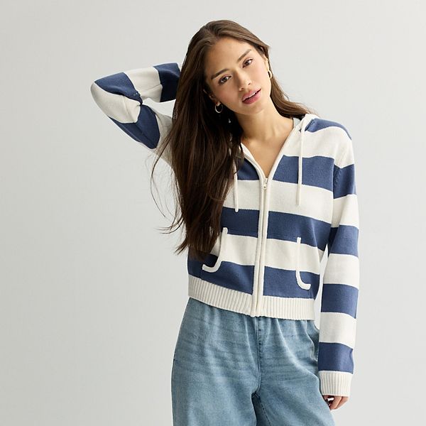 

Длинный худи на молнии для подростков Pink Republic, Cream Indigo Combo