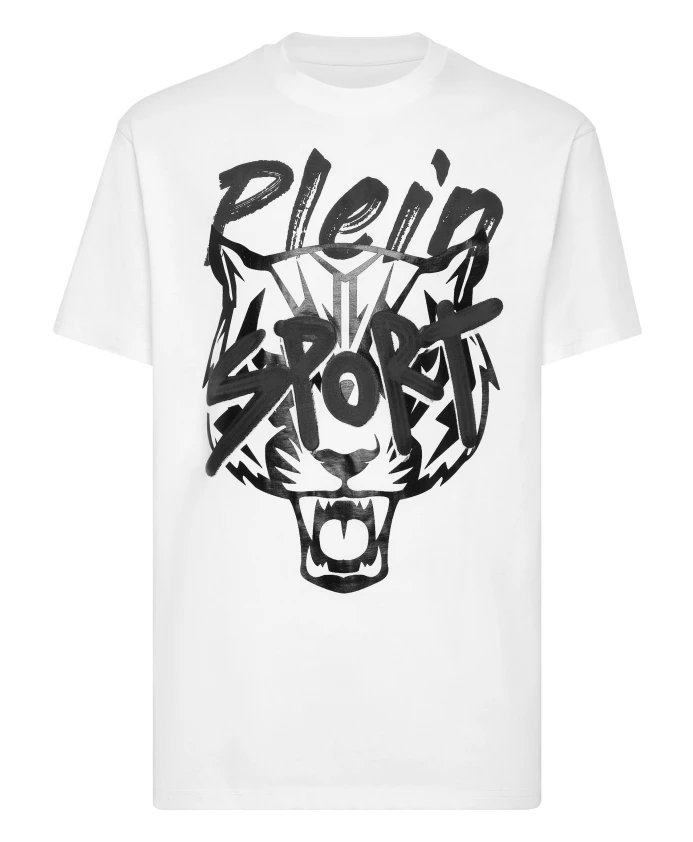 

Футболка с круглым вырезом, трафаретом тигра, Street Fighter Plein Sport, белый