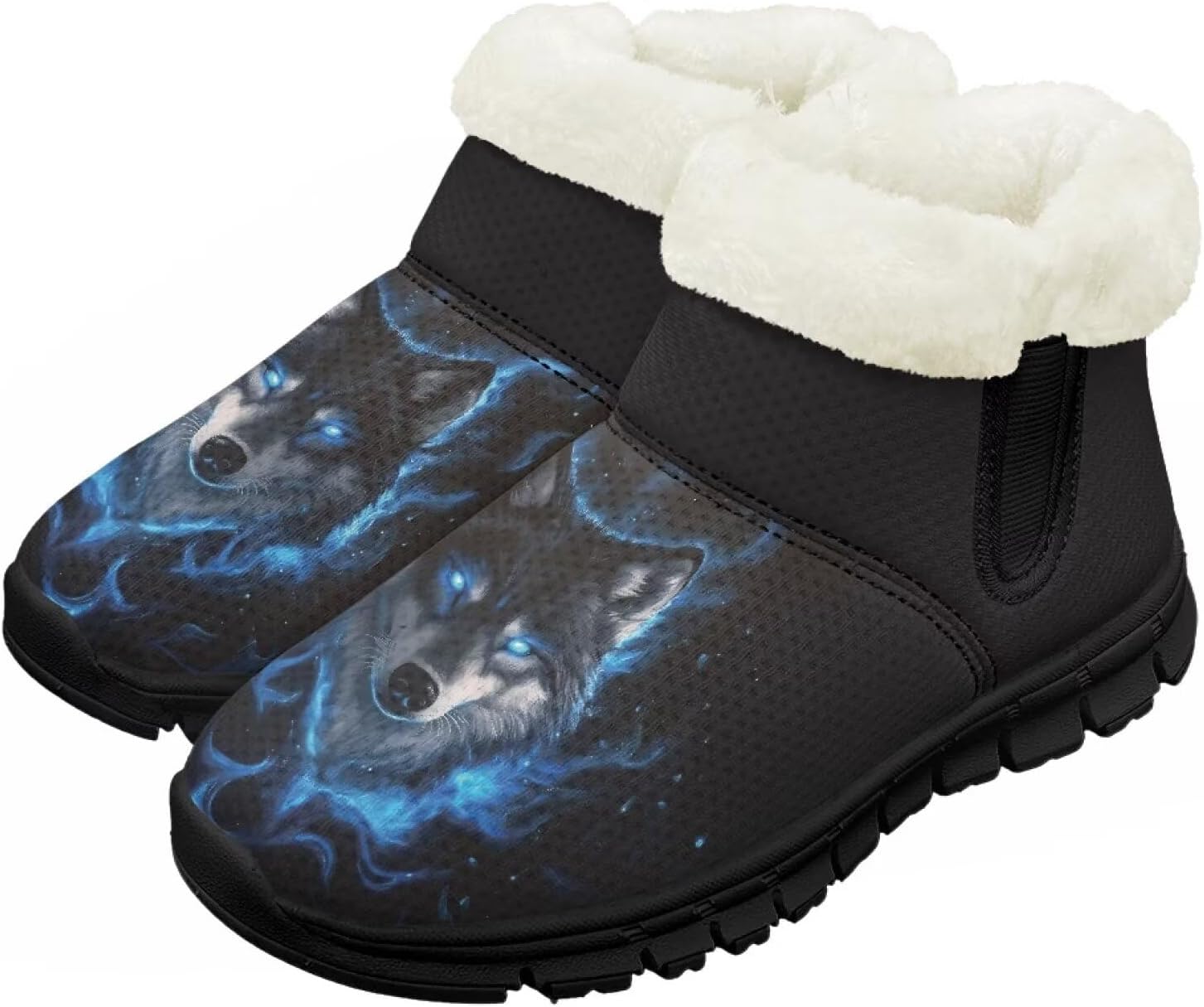 

Детские зимние ботинки для девочек и мальчиков, теплые обувь с меховой подкладкой, противоскользящие модные ботильоны Chririnla, Galaxy Wolf