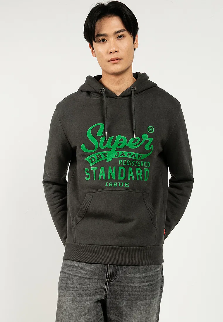 Худи, стандартный крой Superdry, черный