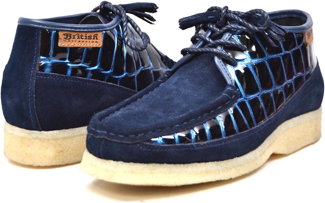 

Мужские слипоны Knicks из крокодиловой кожи и замши British Collection, темно-синий