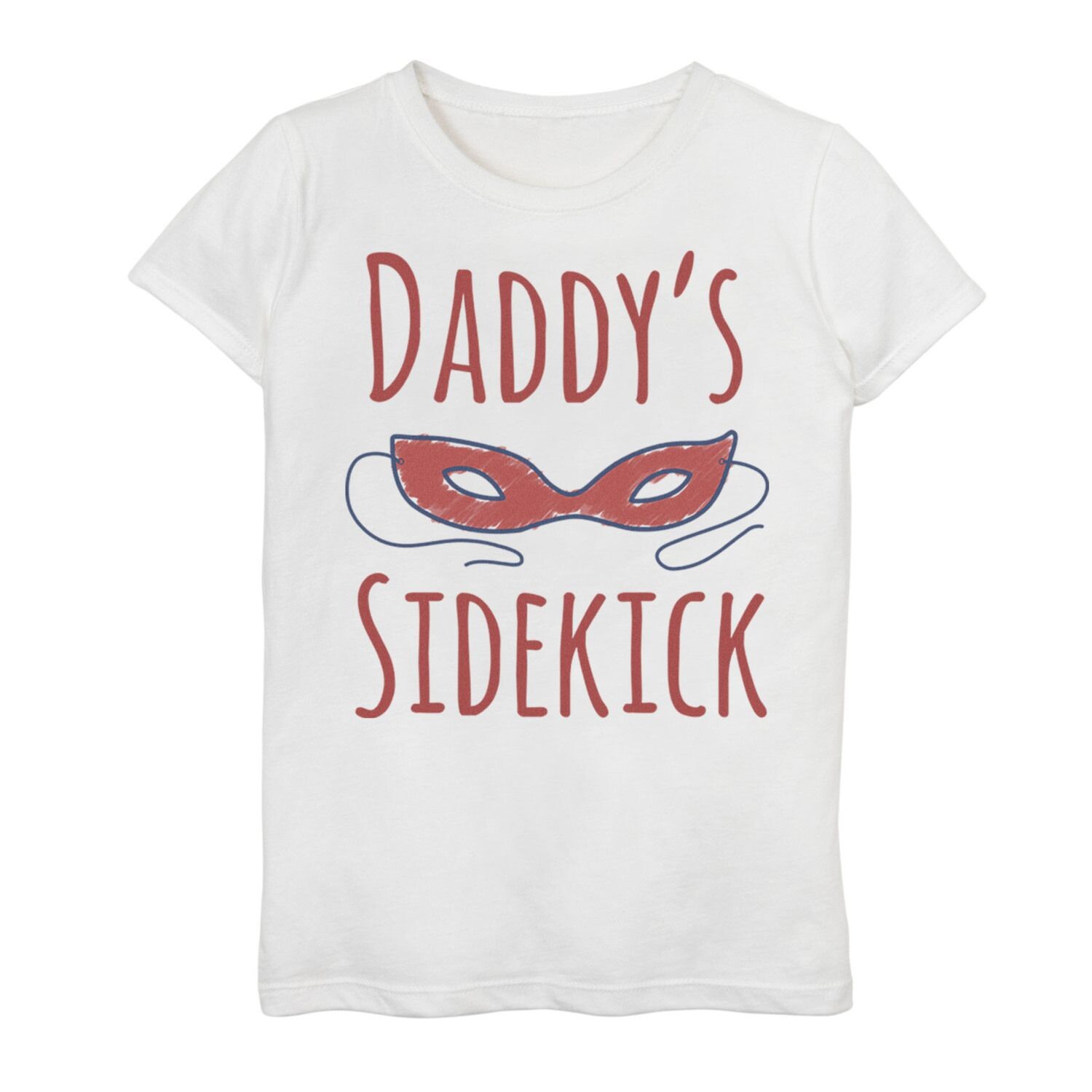 

Детская футболка с рисунком ко Дню отца для девочек 7–16 лет Daddy's Masked Super Sidekick Unbranded