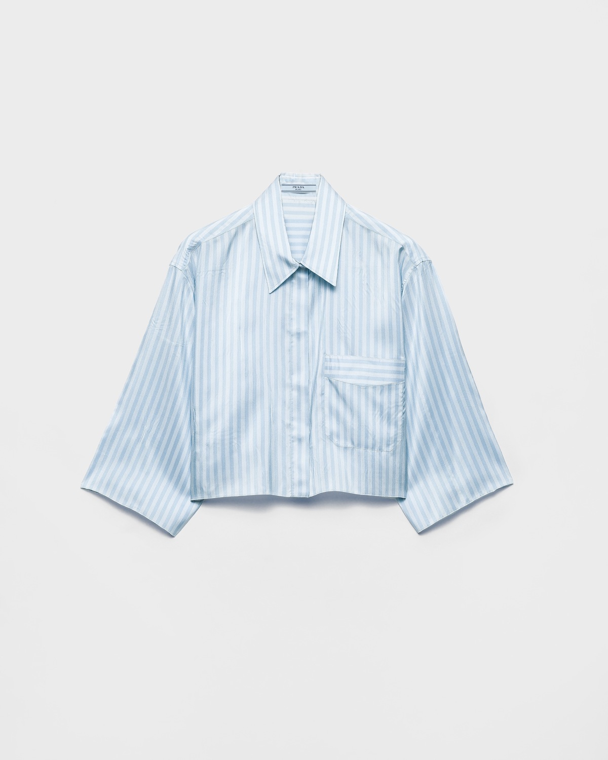 

Рубашка из полосатого шелка понже Prada, голубой