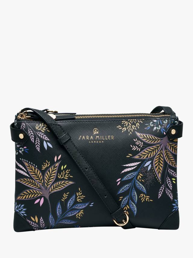 

Чёрная ботаническая сумка-кроссбоди на молнии Sara Miller, Black/Multi