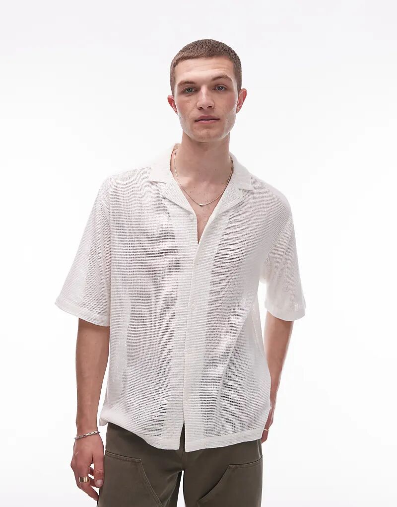 

Рубашка Topman Regular Fit Crochet в цвете экрю