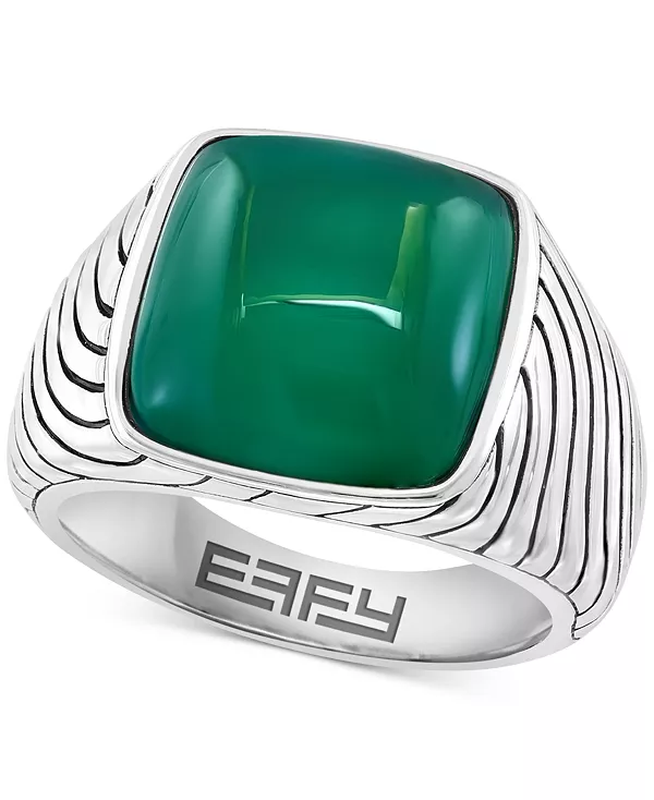 

Мужское кольцо Effy с текстурой из зеленого халцедона из стерлингового серебра Effy Collection, silver