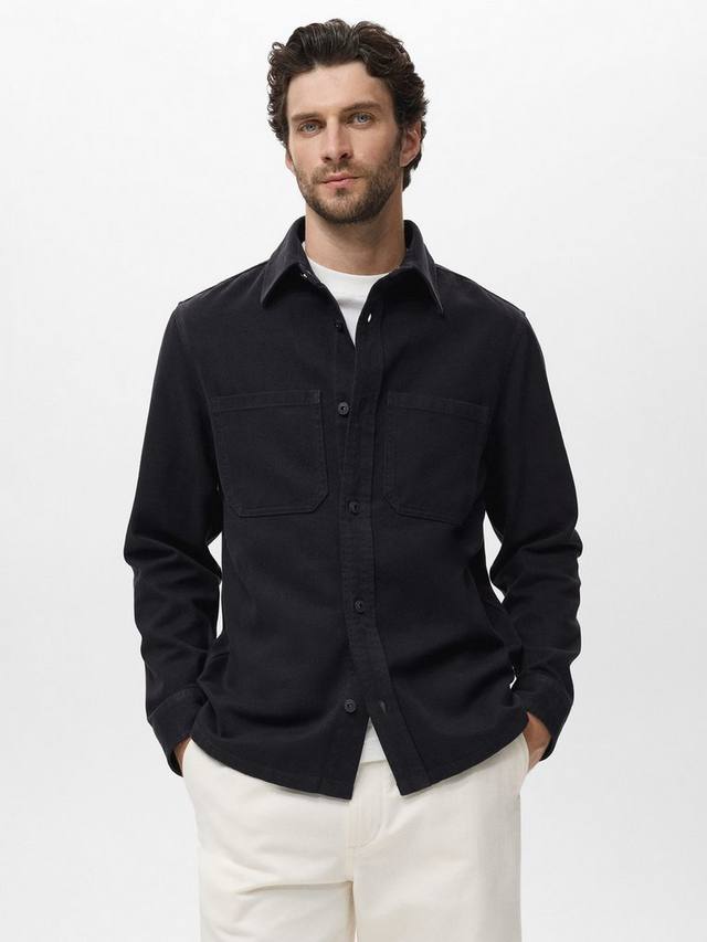 

Джазовая хлопковая рубашка Mango, Navy