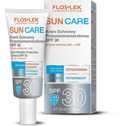 

Крем для лица против морщин Spf 30 30 мл - высокая защита от ультрафиолета и ультрафиолета для чувствительной, сухой и зрелой кожи, Floslek