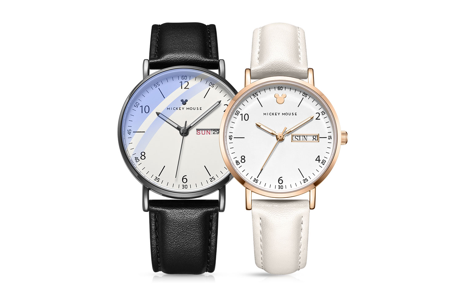 

Disney Часы Mickey Quartz Movement Leather Strap Watch Unisex White Dial