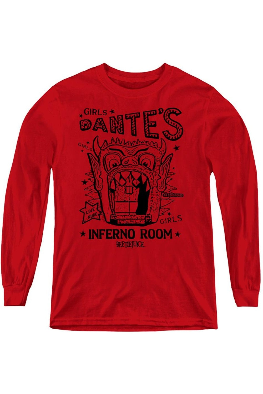 

Молодежная толстовка с длинным рукавом "Beetlejuice: Дантов ад" Gildan, красный