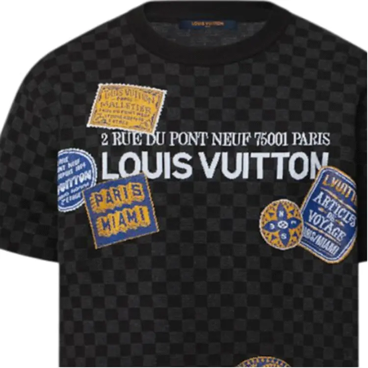 Damier Short Sleeved Signature Crewneck LOUIS VUITTON, черный — фото 4