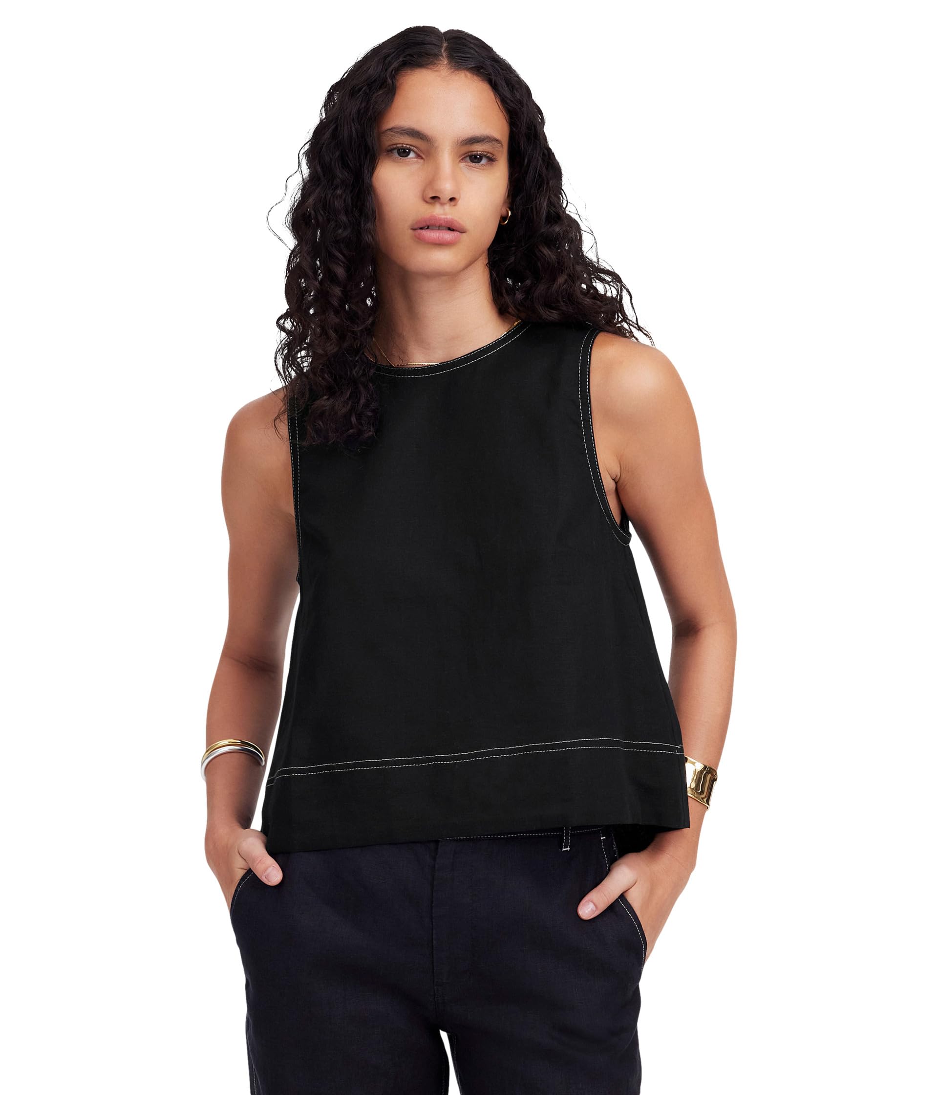 

Топ Madewell Suki Top - 100% Linen, цвет Jet Black