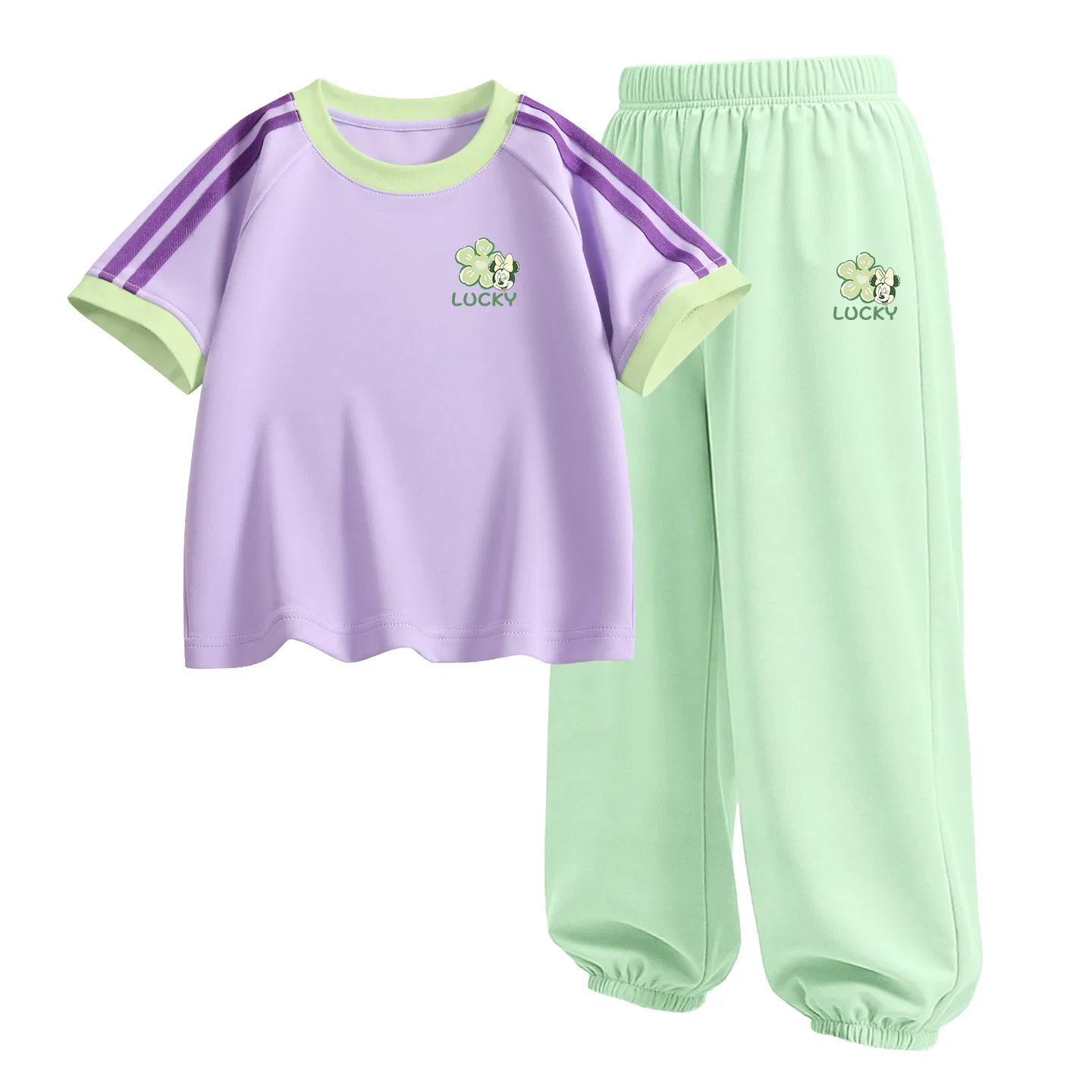 Детский спортивный костюм Casual Sportswear 2 Piece Set Disney, Di Lucky Clover K Sky Purple+Di Lucky Clover K Green Grape