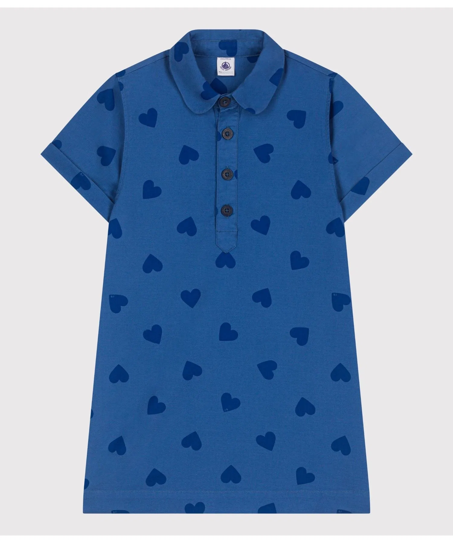 Детское платье с коротким рукавом PETIT BATEAU в сердечко голубое — фото 4
