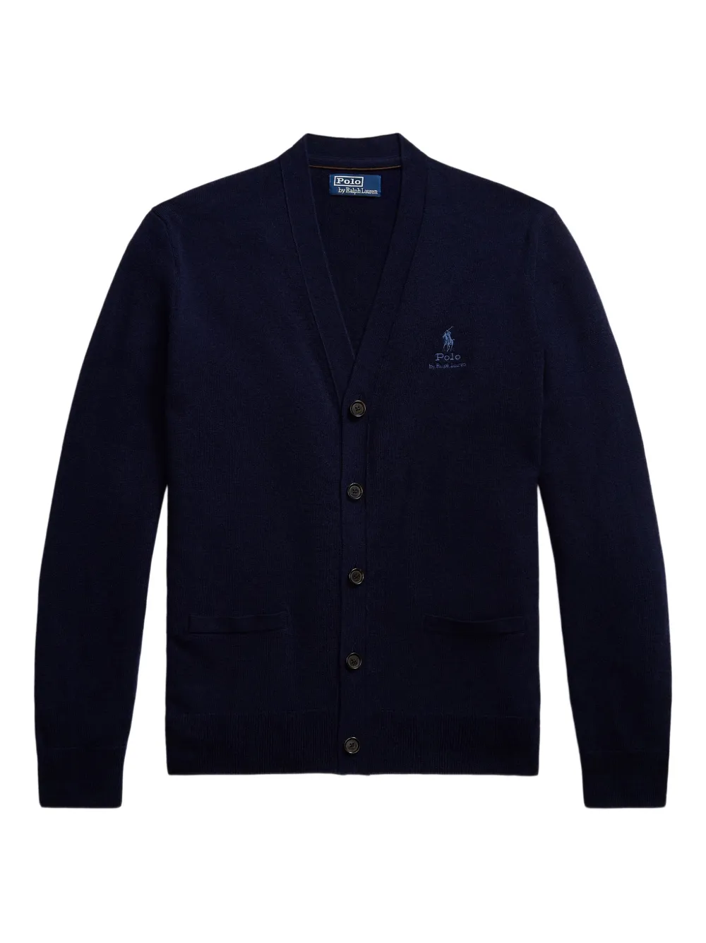 

Шерстяной кардиган с вышитым логотипом POLO RALPH LAUREN, синий
