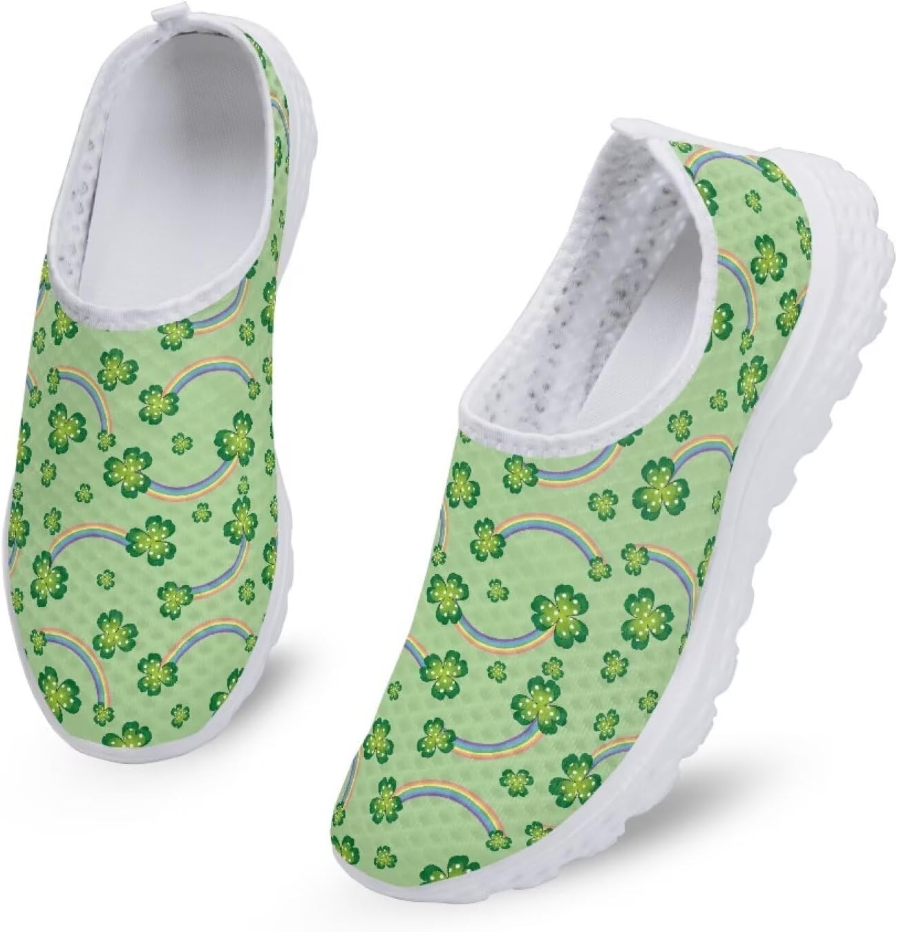 

Модные кроссовки Kuiaobaty для женщин без шнурков, мужские прогулочные обувь, спортивная повседневная обувь, легкие дышащие лоферы, St. Patrick's Day Theme Rainbow