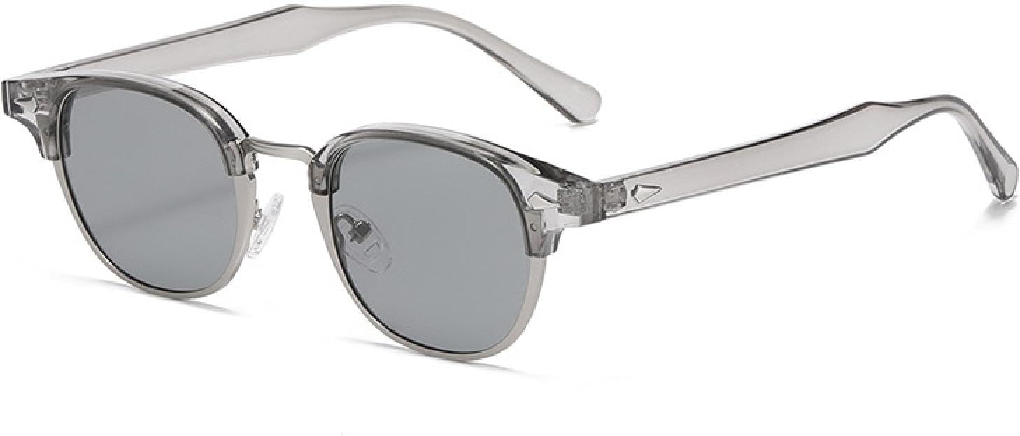 

Ретро-классические полуметаллические овальные женские солнцезащитные очки, модные панк-очки для мужчин с заклепками, защита от УФ-излучения UV400 TVTBBVV, Grey Light Grey