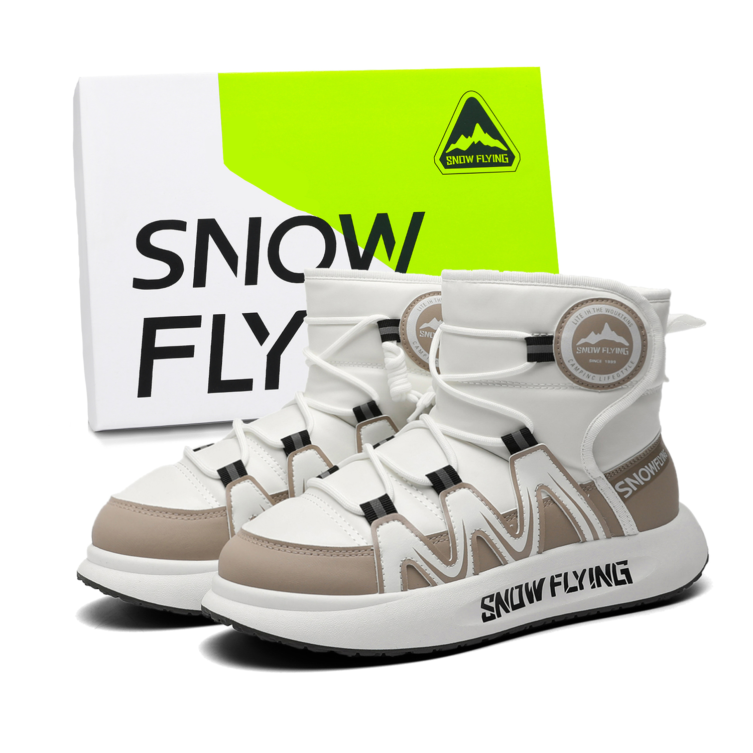 

SNOW FLYING Зимние тактические ботинки Короткие снежные ботинки Унисекс - Натуральный белый (Коробка), цвет Raw White (Box)