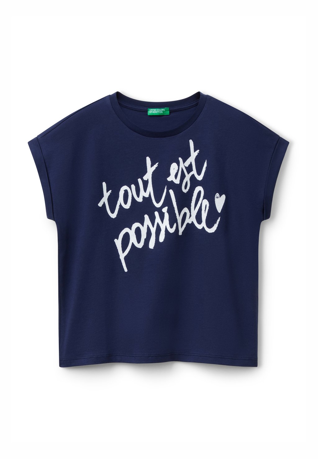 

Футболка с принтом BOXY FIT WITH GLITTER United Colors of Benetton, синий